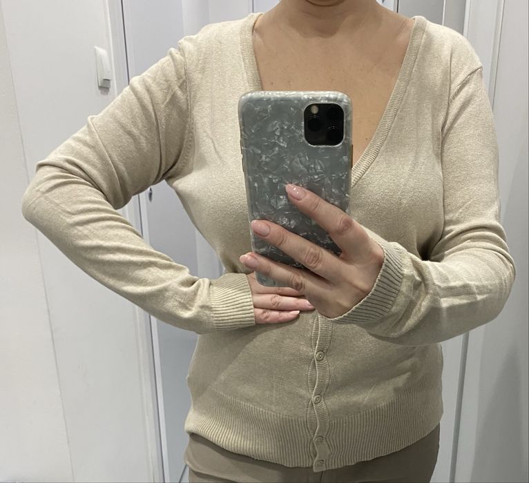 Beżowy sweterek Kardigan na guziki H&M xl-xxl
