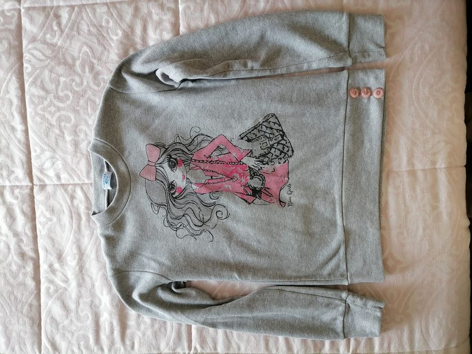 Camisola cardada cinzenta