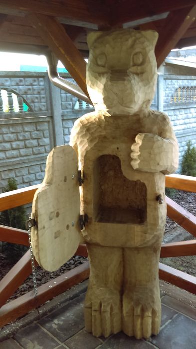 Rzeźba barek ogrodowy miś sowa