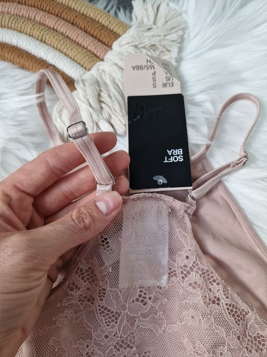 Miękki,  welurowy biustonosz,  koronkowym tyłem, h&m S
