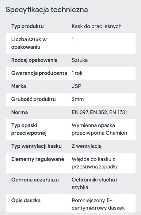 Kask ochronny do prac leśnych