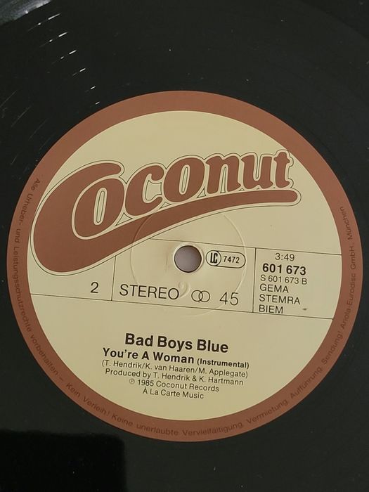 Płyta winylowa Maxi-Singiel 45t Bad Boys Blue 1985r