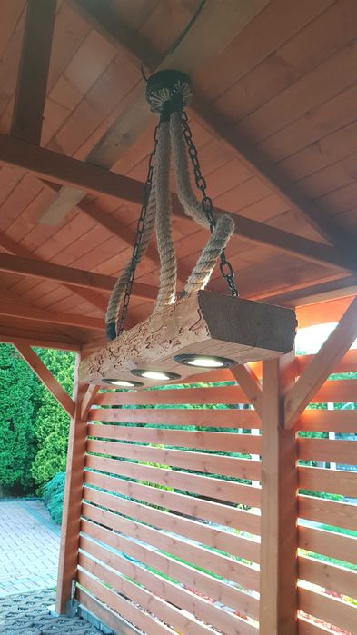 Lampa wisząca belka sznur jutowy