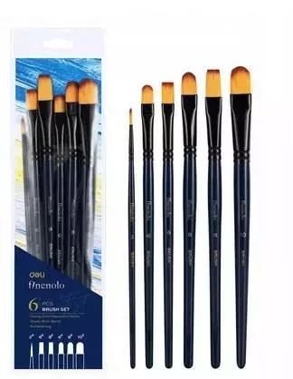 Zestaw pędzli Finenolo twardy nylon 6szt DELI. DELI. Nowy Produkt