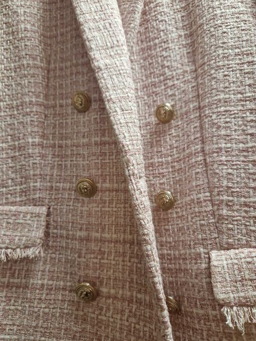 103. Różowa tweedowa marynarka mohito 38/M