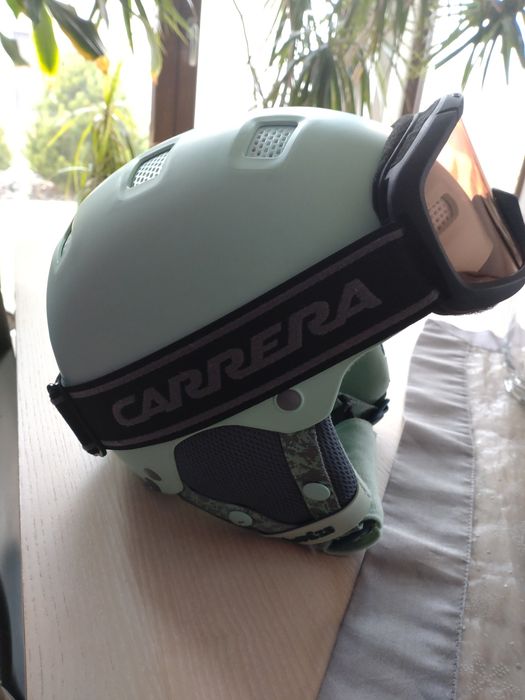 Kask Wed'ze miętowy  plus rękawiczki Gogle i
