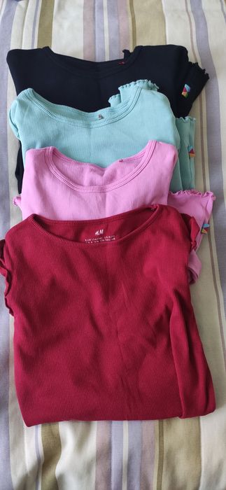 Zestaw bluzki prążkowane longsleeve MyBasic H&M 134/140