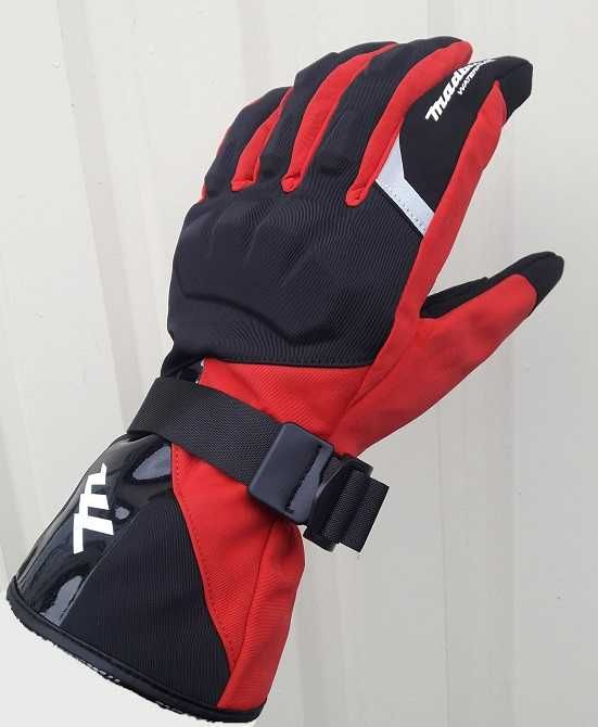 Лыжные перчаки удлиненные краги чёрно красные