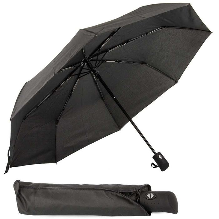 Parasol automatyczny czarny składany unisex wiatroodporny z pokrowcem