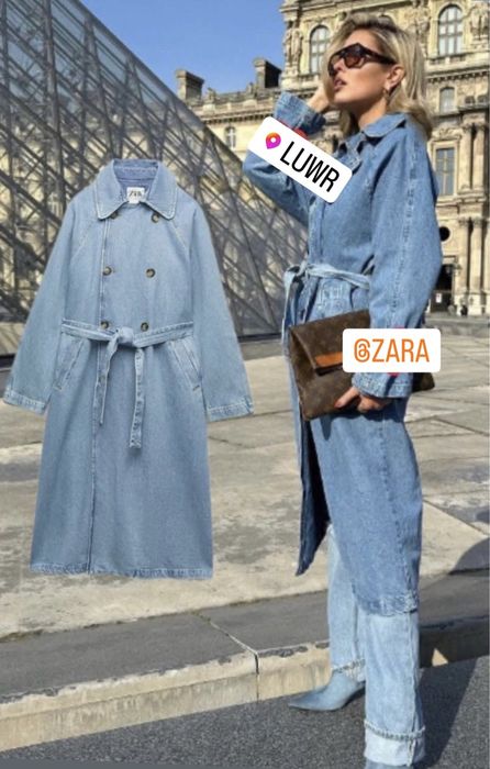Zara płaszcz trencz denim jeans  S 36