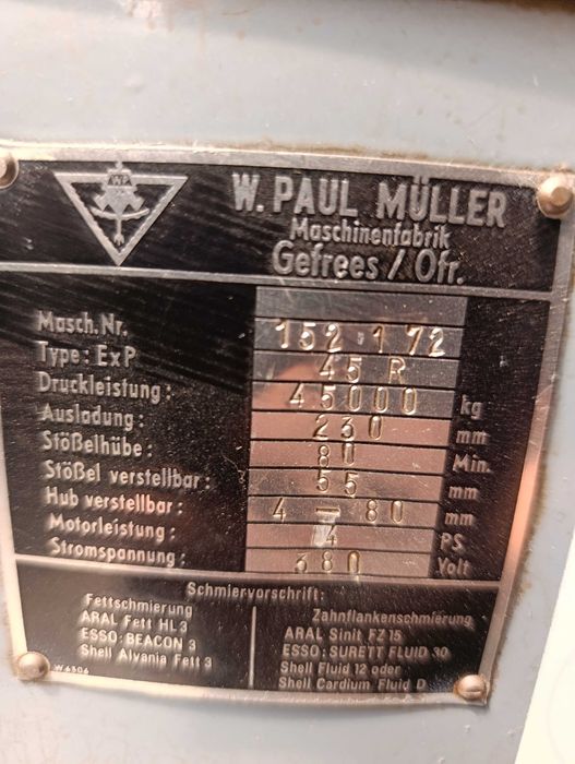 prasa mimośrodowa Muller 45 ton