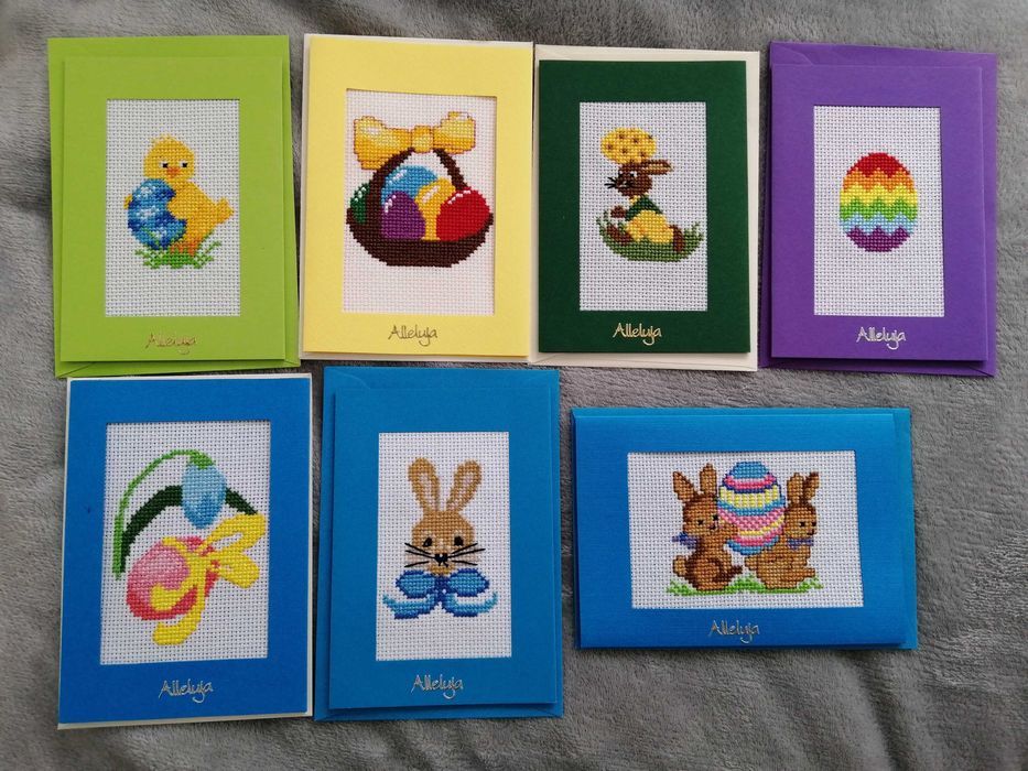 kartki na Wielkanoc - haft krzyżykowy