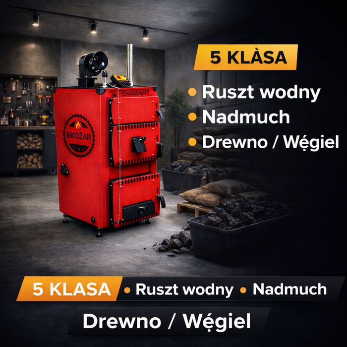 Kocioł Piec na drewno chrust i węgiel 27 kw do 240 m2 Ster+Dmuchawa