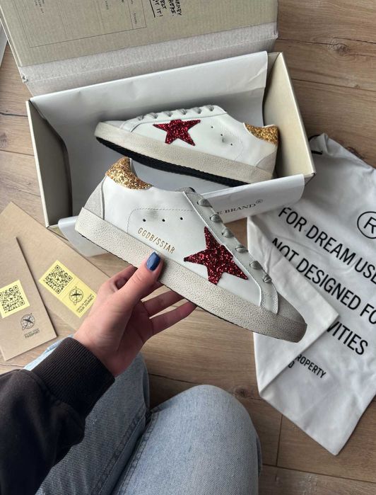 Кеды Golden Goose Glitter Star новые кроссовки оригинал белые кожаные Италия 36-41
