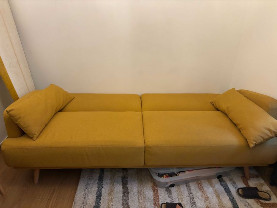 Sofá clic-clac de 3 lugares amarelo - Maisons du Monde