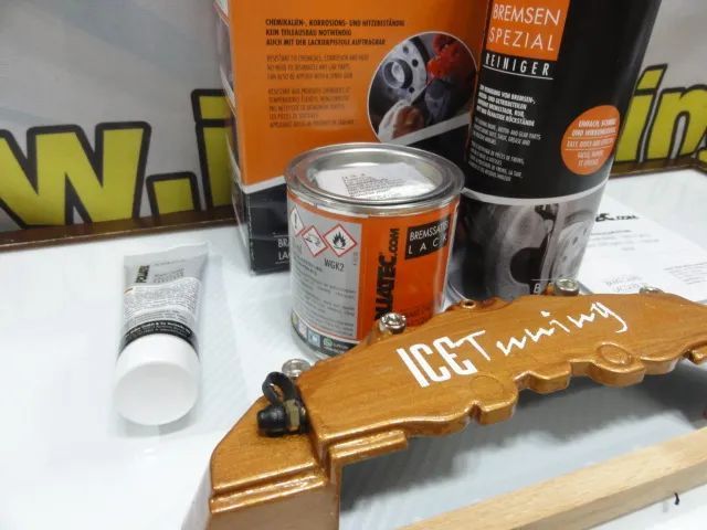 Tinta alta temperatura Foliatec de cor Cobre metálico brilhante (mercedes AMG carbon ceramic) para bombas / pinças travão, kit 3 c