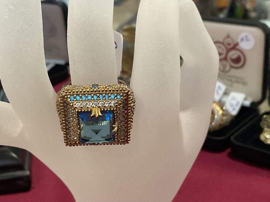 Anel prata banhado a ouro tam,19 mm