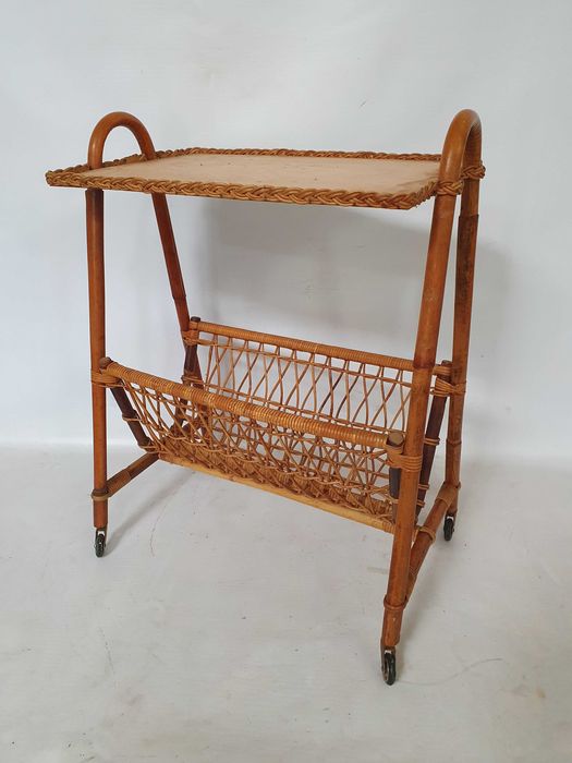 gazetnik kosz bambusowy vintage masywny rattanowy