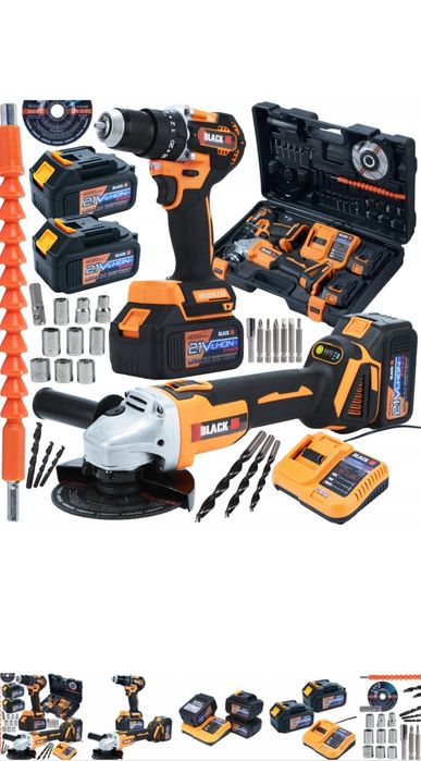 Zestaw BLACK szlifierka akumulatorowa  plus wkrętarka  2x aku  najwytr