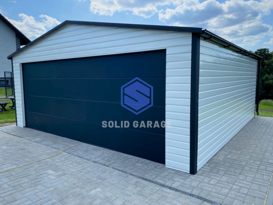 Garaż blaszany 6x6m brama segmentowa rynny schowek ogrodowy garaz