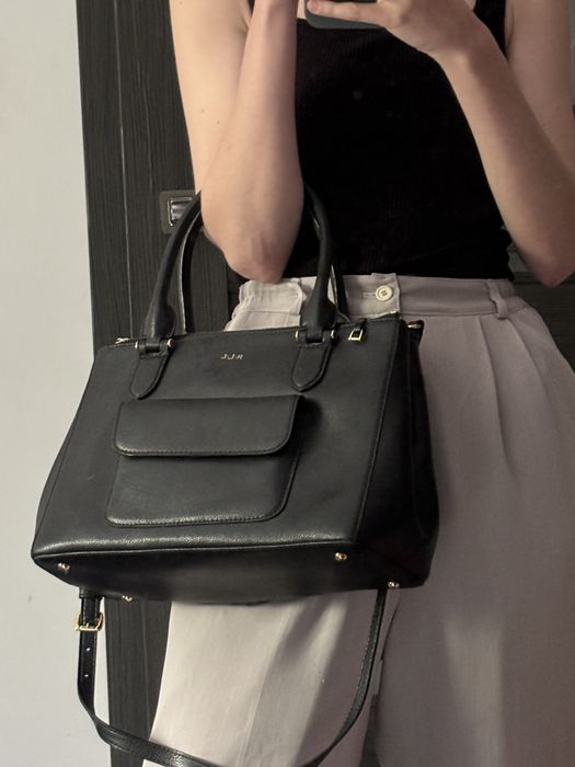Czarna skórzana torebka Ralph Lauren