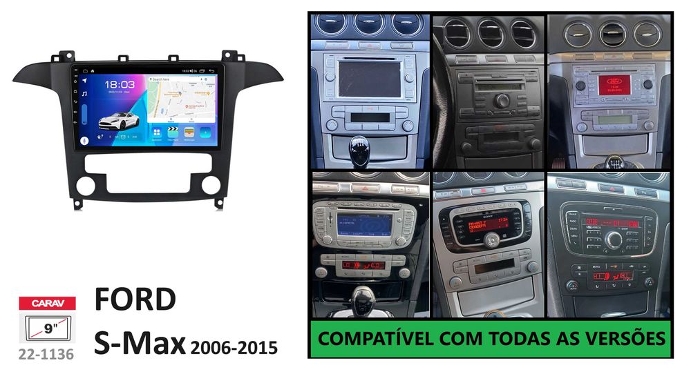 (NOVO) Rádio 2DIN • Ford S-MAX (2006 a 2015) • Android GPS [4+64GB]