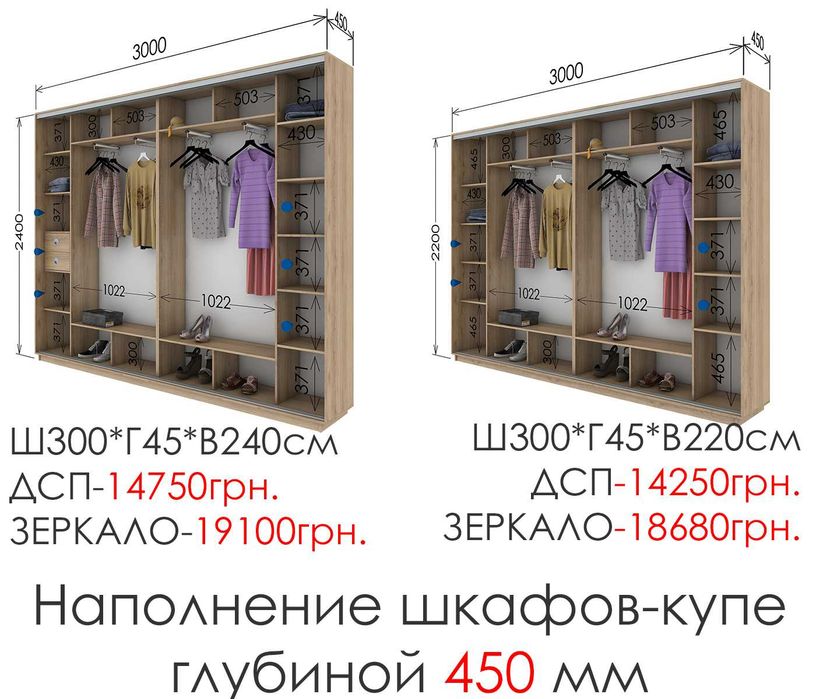 Шкаф купе в спальню шириной 3 метра