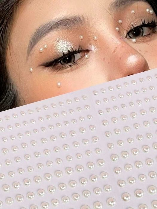 kryształki naklejki twarz perełki perły diamenciki 3d oczy makeup włosy