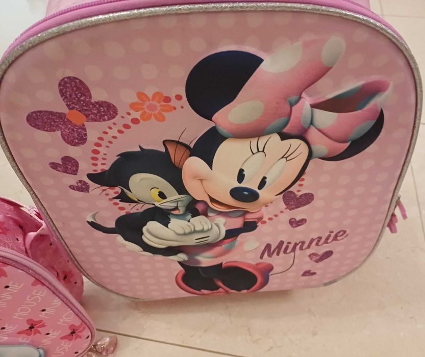 Conjunto Mochila troley + lancheira da Minnie em excelente estado