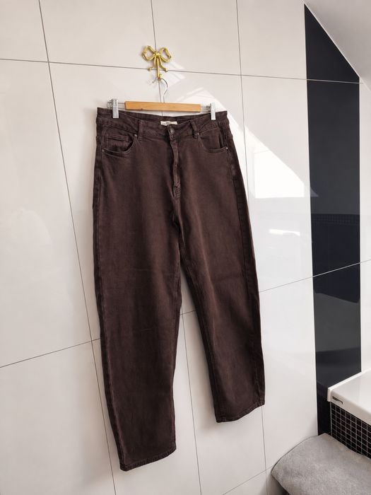 Moon Girl Jeansy Mom Fit XXL Brązowe Wysoki Stan