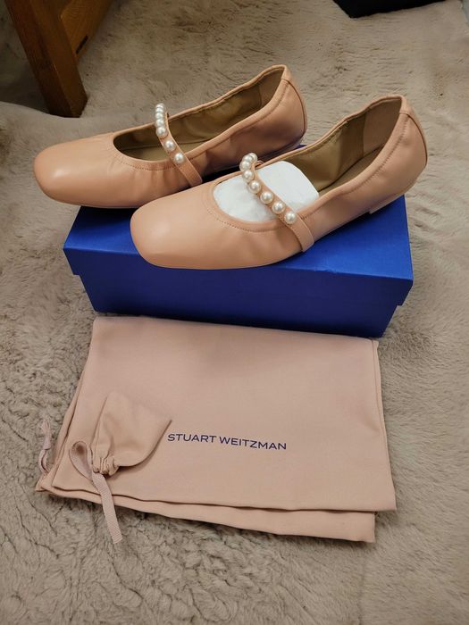 Baleriny goldie Stuart Weitzman 39 Us 8,5 nude róż skóra