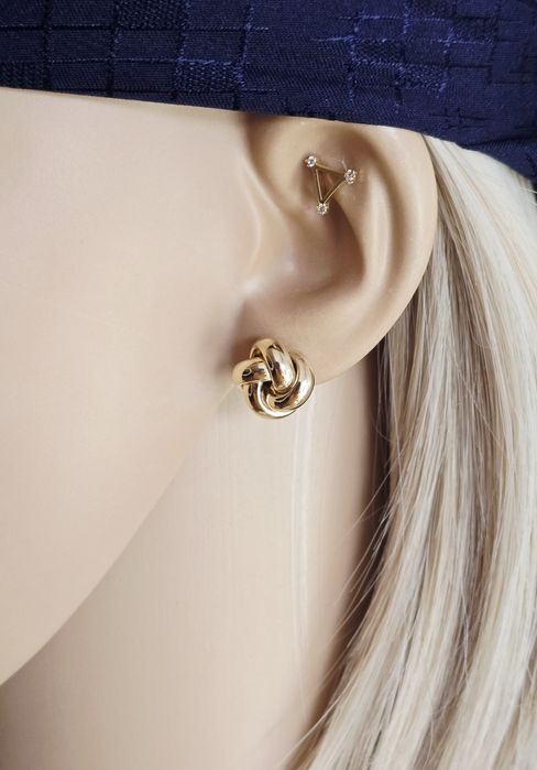 Złote kolczyki wtykane dmuchane próba 585 14k