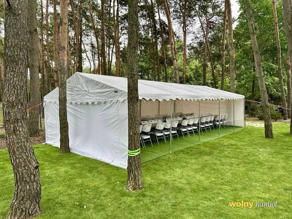 Namiot imprezowy na wynajem + stoły, krzesła, oświetlenie