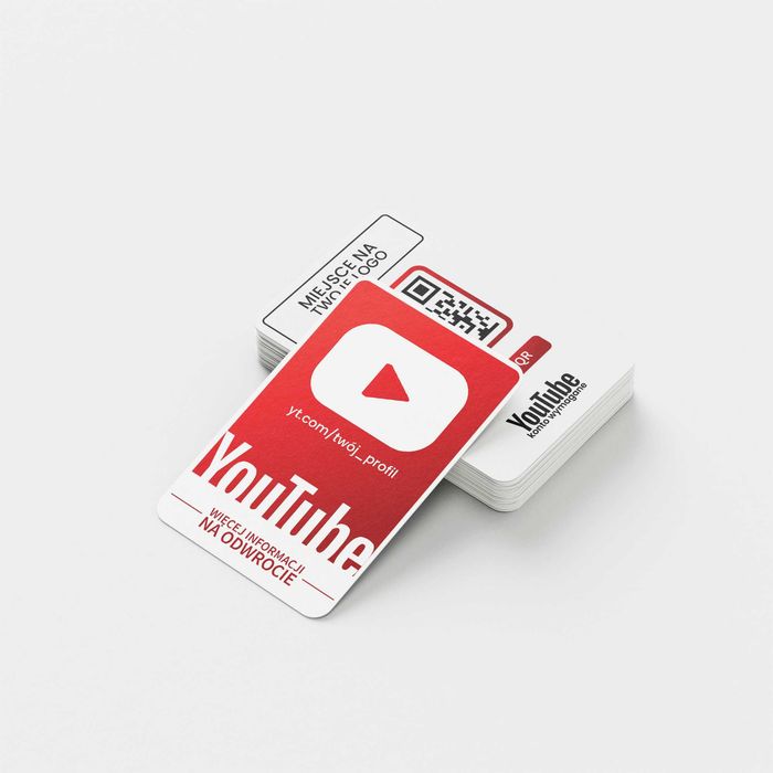Karta wizytówka PVC – YouTube z kodem QR - 10szt