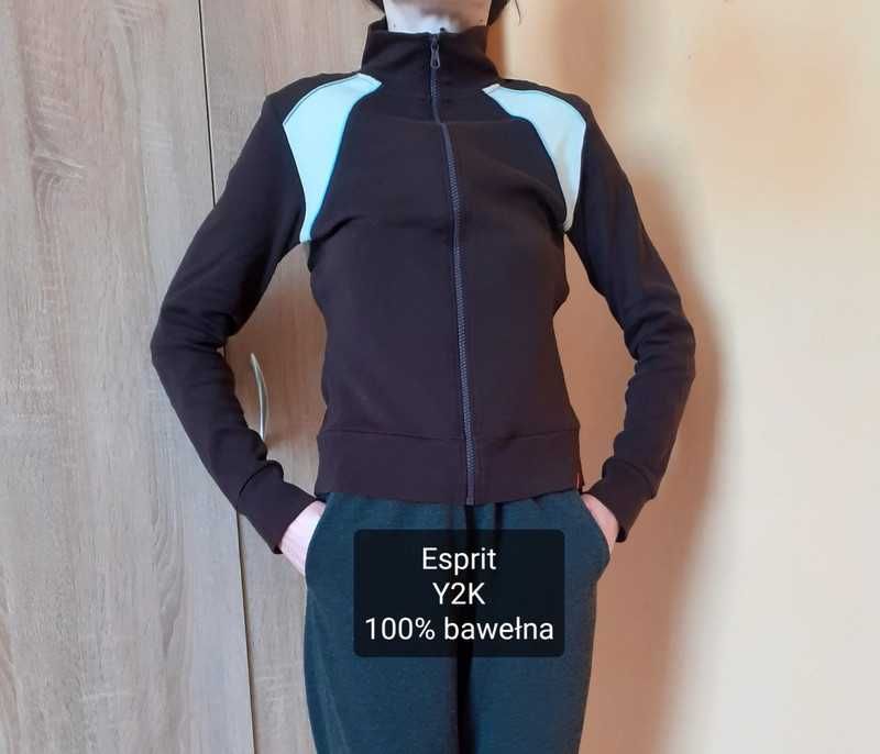 38 M Bluza ze stójką napis nadruk bawełna Y2K real vintage Esprit