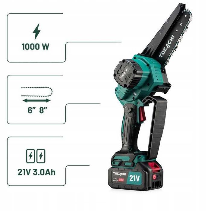 PILARKA 2x Akumulatorowa mini piła łańcuchowa BEZSZCZOTKOWA gałęziówka