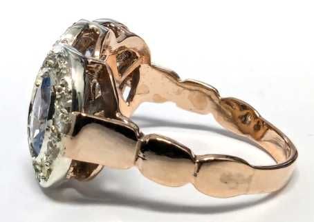 Anel - 9 kt. Ouro rosa, Prata Topázio - Diamante