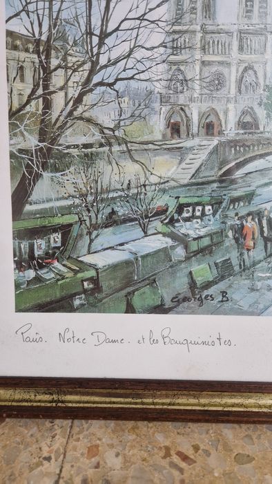 Pintura  emoldurada Georges B Paris Notre Dame et les Bouqinistes