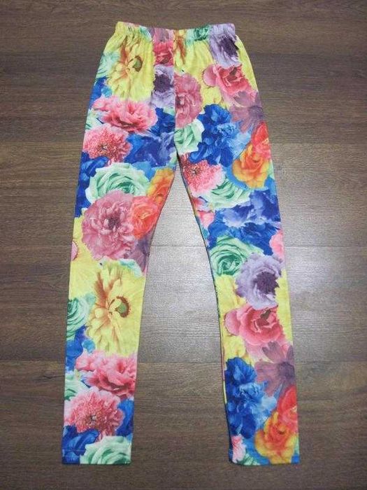 Яркие лосины, легинсы в цветочный принт на девочку