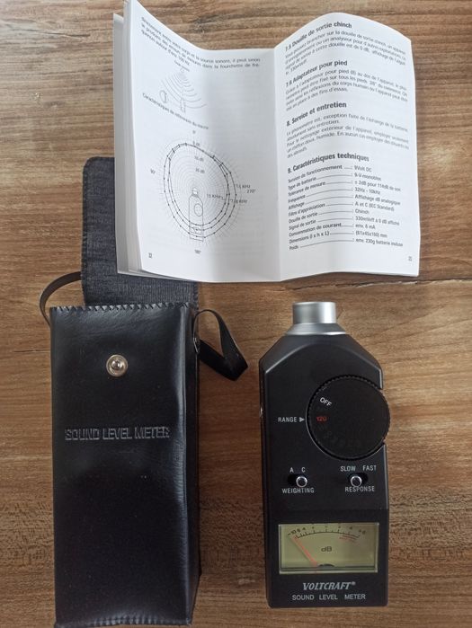Analogowy miernik poziomu dźwięku Voltcraft | Decybelomierz + Etui i Instrukcja
