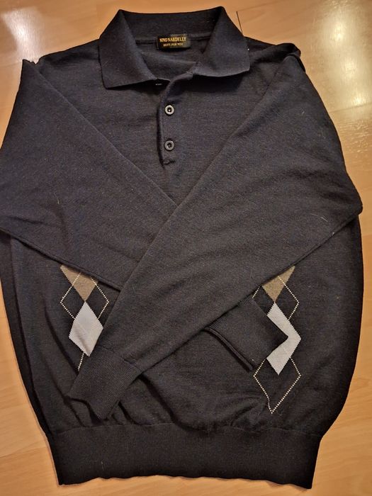 Sweter męski wełniany w romby 100% wełna