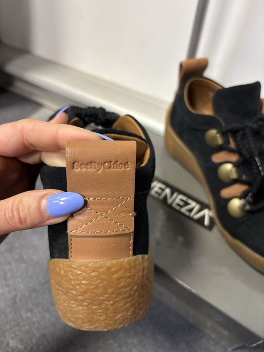 See by chloe skórzane snekersy plato platformy sneakers zamszowe