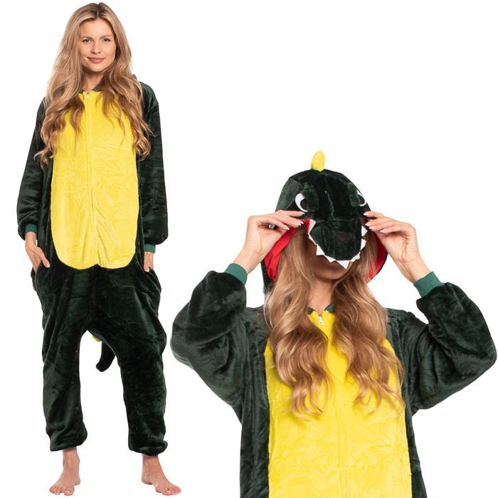 Piżama Damska Kombinezon Kigurumi Onesie  Dinozaur Zielony 145-155cm S