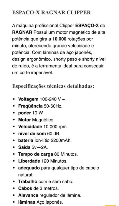 Máquina cortar cabelo RAGNAR