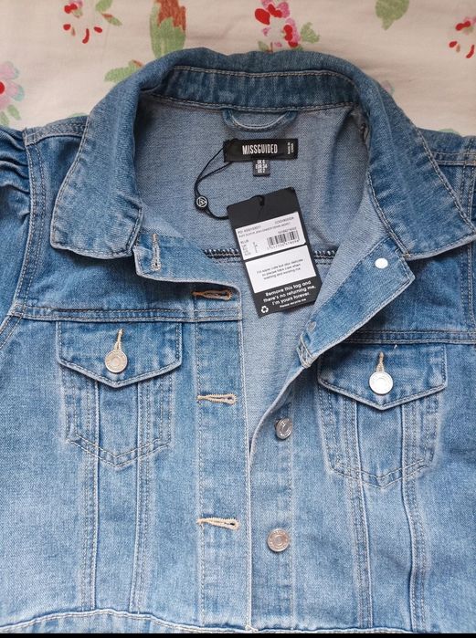 Damska kurtka wiosenna kowbojska krótka Denim Missguided 34 36 dżinsowa jeans