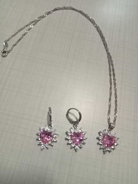 Conjunto de prata de Lei 925, Cor de rosa
