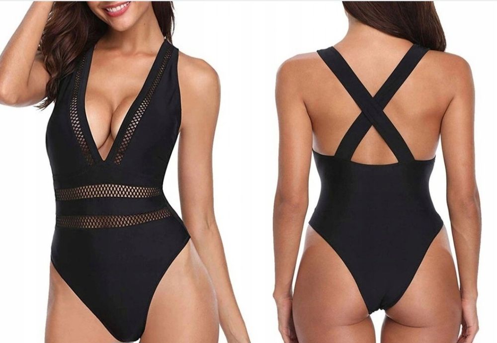Strój kapielowy jednoczęściowy 40 L modelujący wyszczuplający czarny