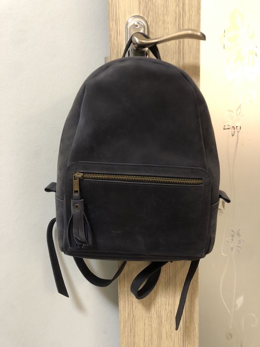 Рюкзак з натуральної шкіри crazy horse темно-синій