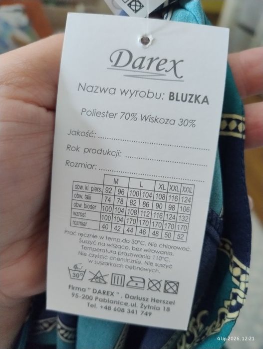 50 nowa bluzka damska Darex
Poliester 70 %, wiskoza 30 %