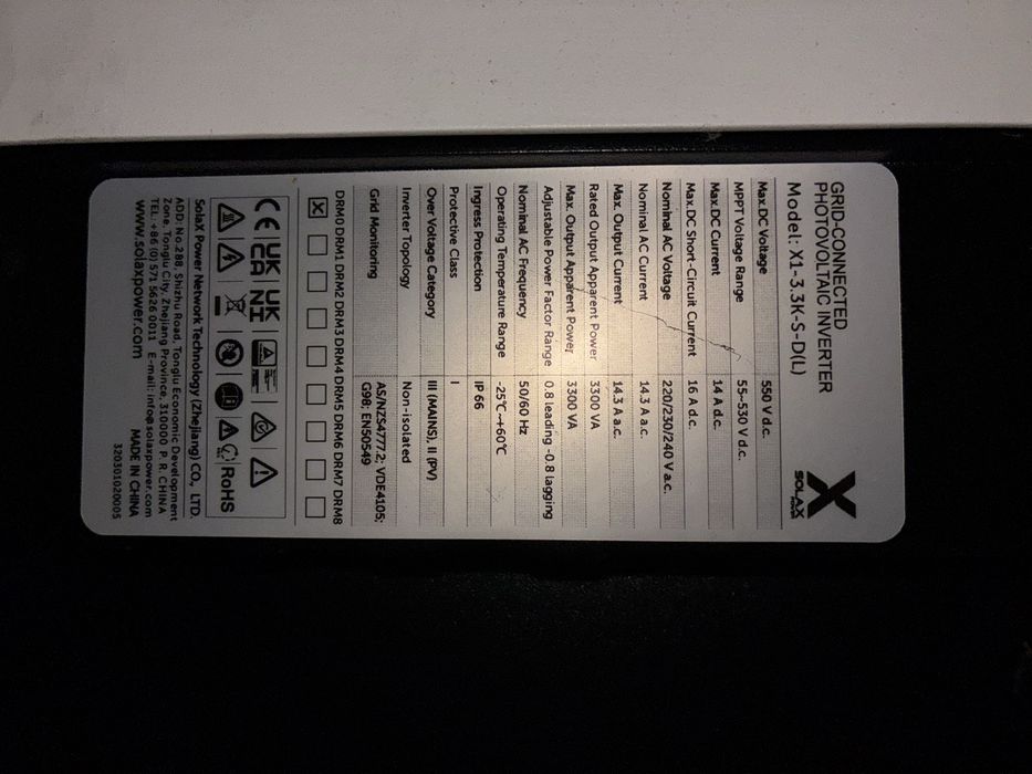 Solax X1-3.3K-S-D(L) (jednofazowy, 3.3 kW)